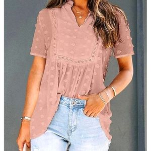 Pink polka dot chiffon top 💖